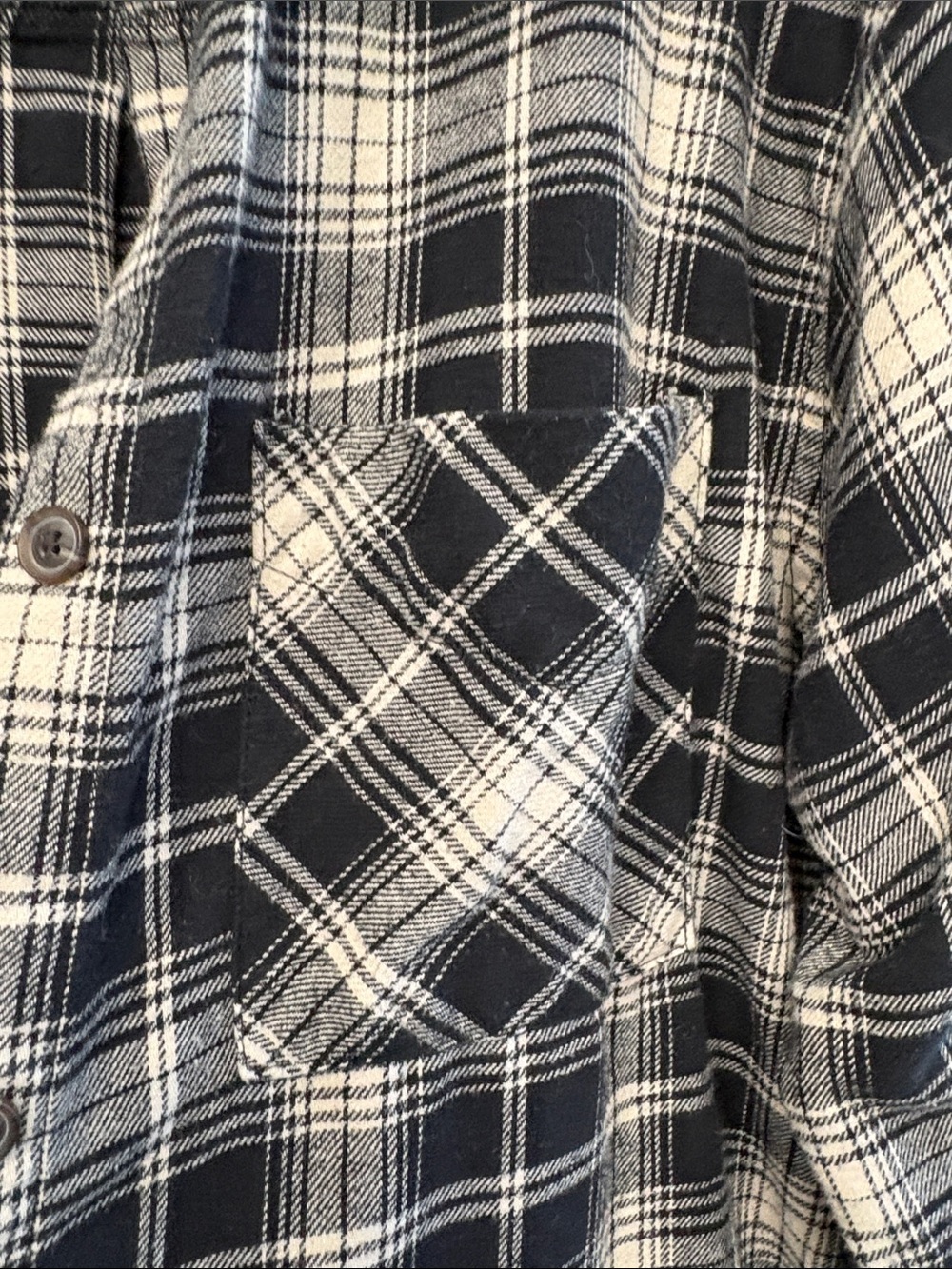 wild fable Black and cream Plaid Button-Down Shirt - Picture 3 of 5